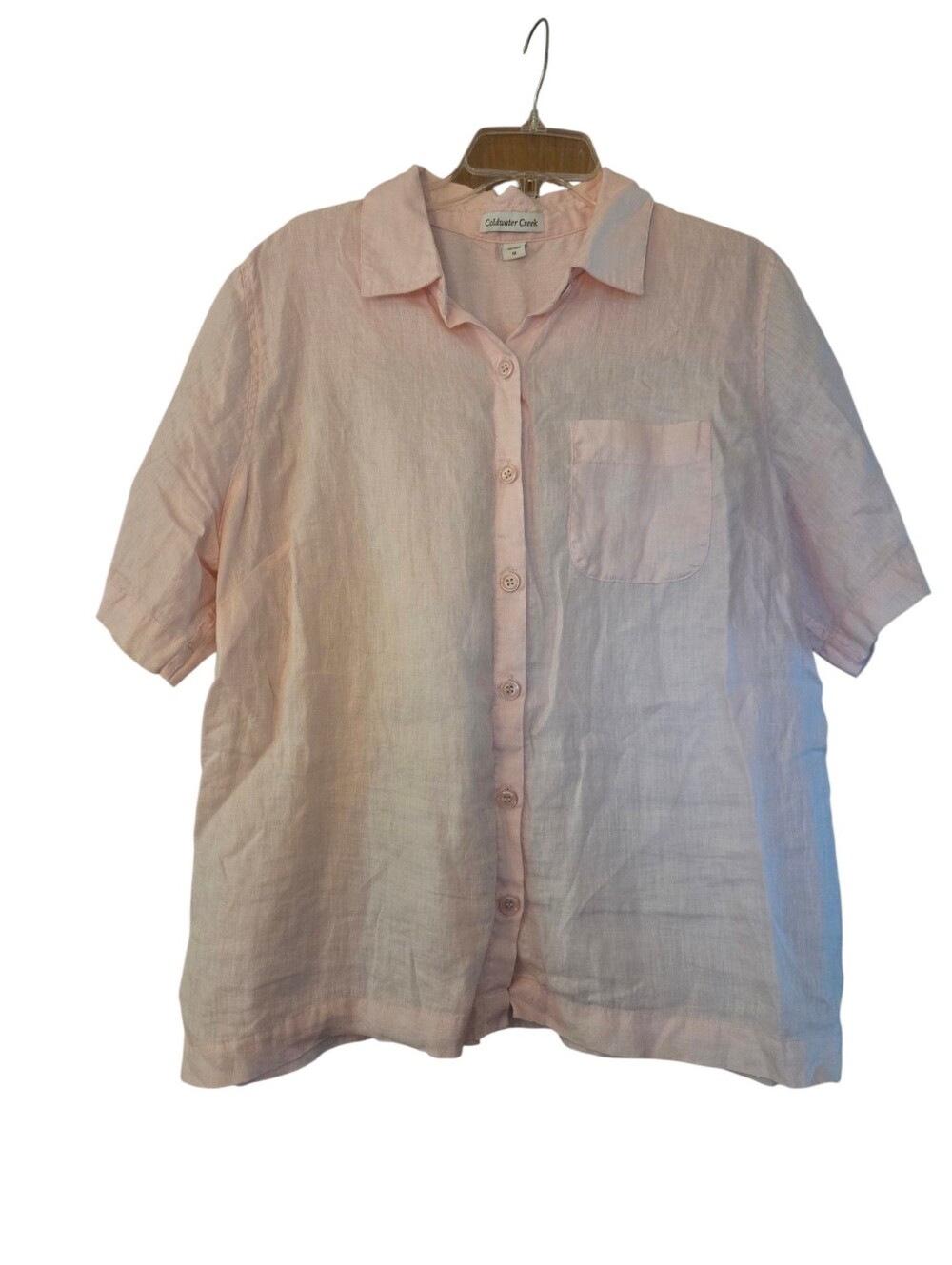Coldwater Creek Pink Linen Shirt Vaca Resort Summer Plus Size 1X